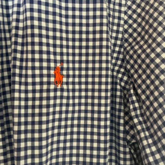Men’s Ralph Lauren blue white gingham button down dress  shirt size M - Picture 2 of 4